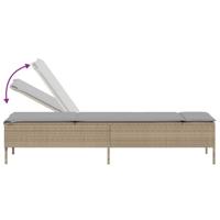 Ligbed met kussen poly rattan beige - thumbnail