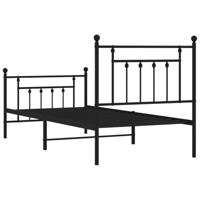 Bedframe met hoofd- en voeteneinde metaal zwart 90x200 cm - thumbnail