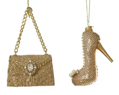 Decoris kersthanger glas handtas goud - assortiment