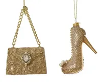 Decoris kersthanger glas handtas goud - assortiment - thumbnail