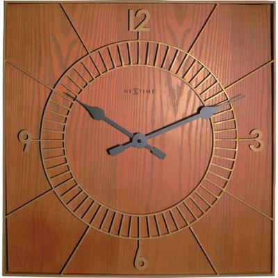 NeXtime klok 3112br wood square, 50x50 cm, wall, brown
