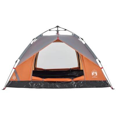 VidaXL Koepeltent 3-persoons snelontgrendeling grijs en oranje VidaXL Koepeltent 3-persoons snelontgrendeling grijs en oranje