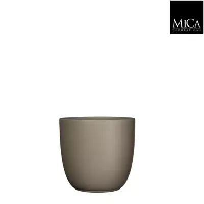 Tusca pot rond taupe mat h16xd17 cm Mica Decorations - Mica decorations