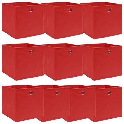 VidaXL Opbergboxen 10 st 32x32x32 cm stof rood VidaXL Opbergboxen 10 st 32x32x32 cm stof rood