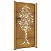 VidaXL Poort 105x205 cm cortenstaal boom ontwerp - thumbnail