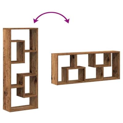 Wandplank 36x16x90 cm bewerkt hout oud houtkleurig