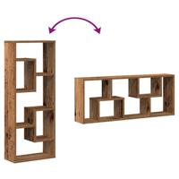 Wandplank 36x16x90 cm bewerkt hout oud houtkleurig - thumbnail