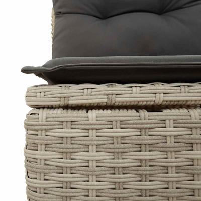 4-delige Loungeset met kussens poly rattan lichtgrijs - thumbnail