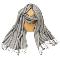 Gestreepte Sjaal van Katoenviscose (Zwart) - thumbnail