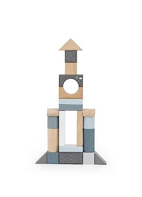 Label Label Houten blokken 50 stuks blauw - thumbnail