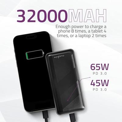 Nedis Powerbank | 32000 mAh | 2.4 / 3.0 / 3.25 A | Outputs: 2 | Output: 1x USB-A / 1x USB-C™ | Inputs: 1x Micro USB / 1x USB-C™ | PD3.0 45W / PD3.0