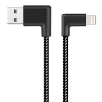 1m 2A USB to 8 Pin Nylon Weave Style Double Elbow Data Sync Charging Cable For iPhone XR / iPhone XS MAX / iPhone X & XS / iPhone 8 & 8 Plus / iPhon - thumbnail