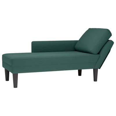 Chaise longue met kussen&rechterarmleuning fluweel donkergroen