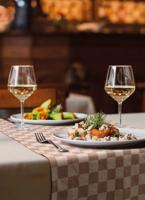 Caminho de mesa xadrez bege e branco 50x140cm 100% algodão - Treb WS - thumbnail