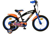 Heiße Räder Hot wheels kinderfiets - jongens - 16 inch - zwart oranje blauw - thumbnail
