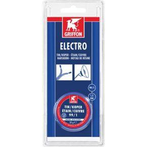 Griffon Electro Draadsoldeer Tin/Koper 99/1 Harskern | Ø 1.5 mm Blister | 50 g - 6312696 Griffon Electro Draadsoldeer Tin/Koper 99/1 Harskern | Ø 1.5 mm Blister | 50 g - 6312696
