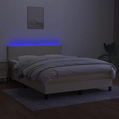 Boxspring met matras en LED stof crèmekleurig 140x200 cm