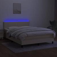 Boxspring met matras en LED stof crèmekleurig 140x200 cm - thumbnail