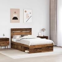 Bedframe met hoofdeinde Oudhout 135 x 190 cm Massief grenenhout - thumbnail