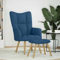 Relaxstoel met voetenbank stof blauw - thumbnail