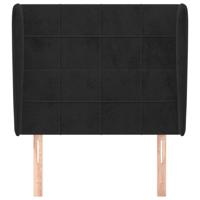 Hoofdbord met randen 83x23x118/128 cm fluweel zwart - thumbnail
