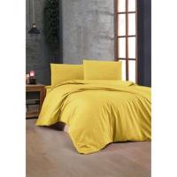 Completo letto - 1 copripiumino 220 x 240 cm + 2 federe 60 x 60 cm - 100% cotone rinforzato - Giallo - thumbnail