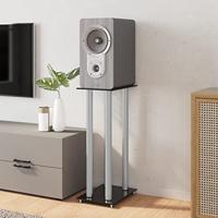 VidaXL Luidsprekerstandaards 2 st 4 pijlers gehard glas zwart zilver - thumbnail