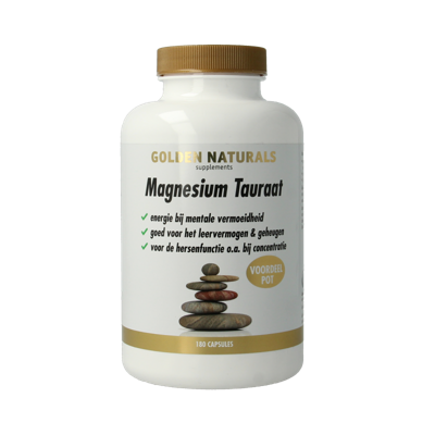 Golden Naturals Magnesium tauraat 180 Vegetarische capsules Golden Naturals Magnesium tauraat 180 Vegetarische capsules
