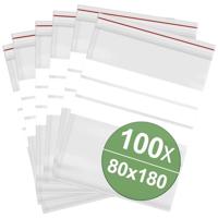 Hersluitbare zak met etiketstrook (b x h) 80 mm x 180 mm Transparant Polyethyleen 100 stuk(s) - thumbnail