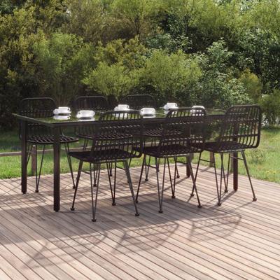 7-delige Tuinset poly rattan zwart