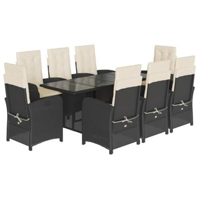 9-delige Tuinset poly rattan zwart