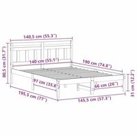 Bedframe met hoofdeinde Wit Grenenhout - thumbnail