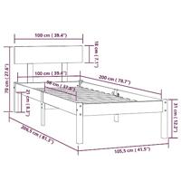 Bedframe massief grenenhout grijs 100x200 cm - thumbnail