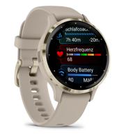 Garmin Venu 3S 3,05 cm (1.2") AMOLED 41 mm Digitaal 390 x 390 Pixels Touchscreen Goud, Grijs Wifi GPS - thumbnail
