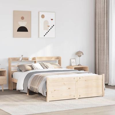 Bedframe met hoofdbord massief grenenhout 140x190 cm