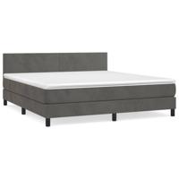 Boxspring met matras fluweel donkergrijs 160x200 cm - thumbnail
