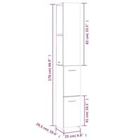 Badkamerkast 25x26,5x170 cm bewerkt hout betongrijs - thumbnail