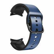 2 in 1 siliconen/ leren bandje - Blauw - Samsung Galaxy watch 7 / Galaxy Watch FE - 40mm & 44mm - thumbnail