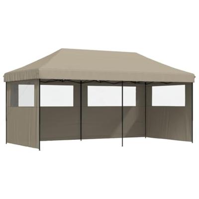 Partytent inklapbaar pop-up met 3 zijwanden taupe - thumbnail
