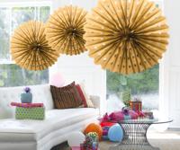 Gouden Honeycomb Waaier - 45cm - thumbnail
