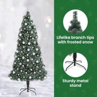 VidaXL Kunstmatige voorverlichte kerstboom met ballenset groen 210 cm - thumbnail