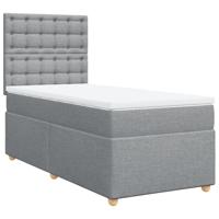 Boxspring met matras stof lichtgrijs 80x200 cm - thumbnail