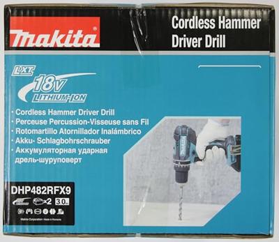 Makita DHP482RFX9 Accu klop-/schroefboormachine 18V 3.0Ah in aluminium koffer + accessoireset - thumbnail