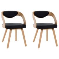 Eetkamerstoelen 2 st gebogen hout en kunstleer zwart - thumbnail