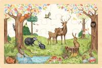 Goki houten legpuzzel in het bos, 24st. - thumbnail