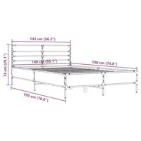 Bedframe bewerkt hout metaal grijs sonoma eiken 140x190 cm - thumbnail