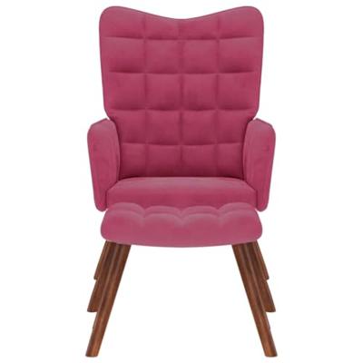 Relaxstoel met voetenbank fluweel wijnrood