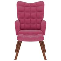 Relaxstoel met voetenbank fluweel wijnrood - thumbnail