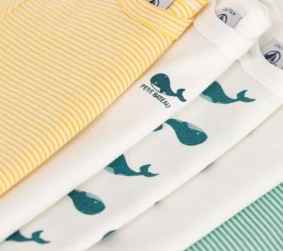 Set van 5 PETIT BATEAU rompertjes met korte mouwen wit