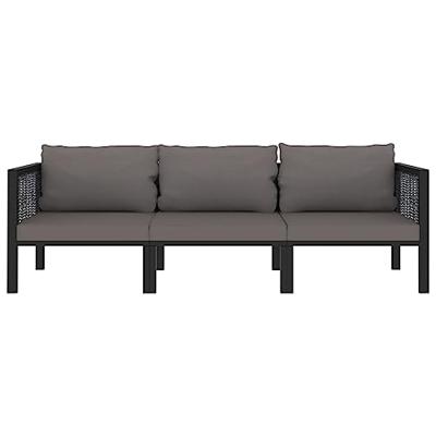 VidaXL Driezitsbank met kussens poly rattan antraciet VidaXL Driezitsbank met kussens poly rattan antraciet